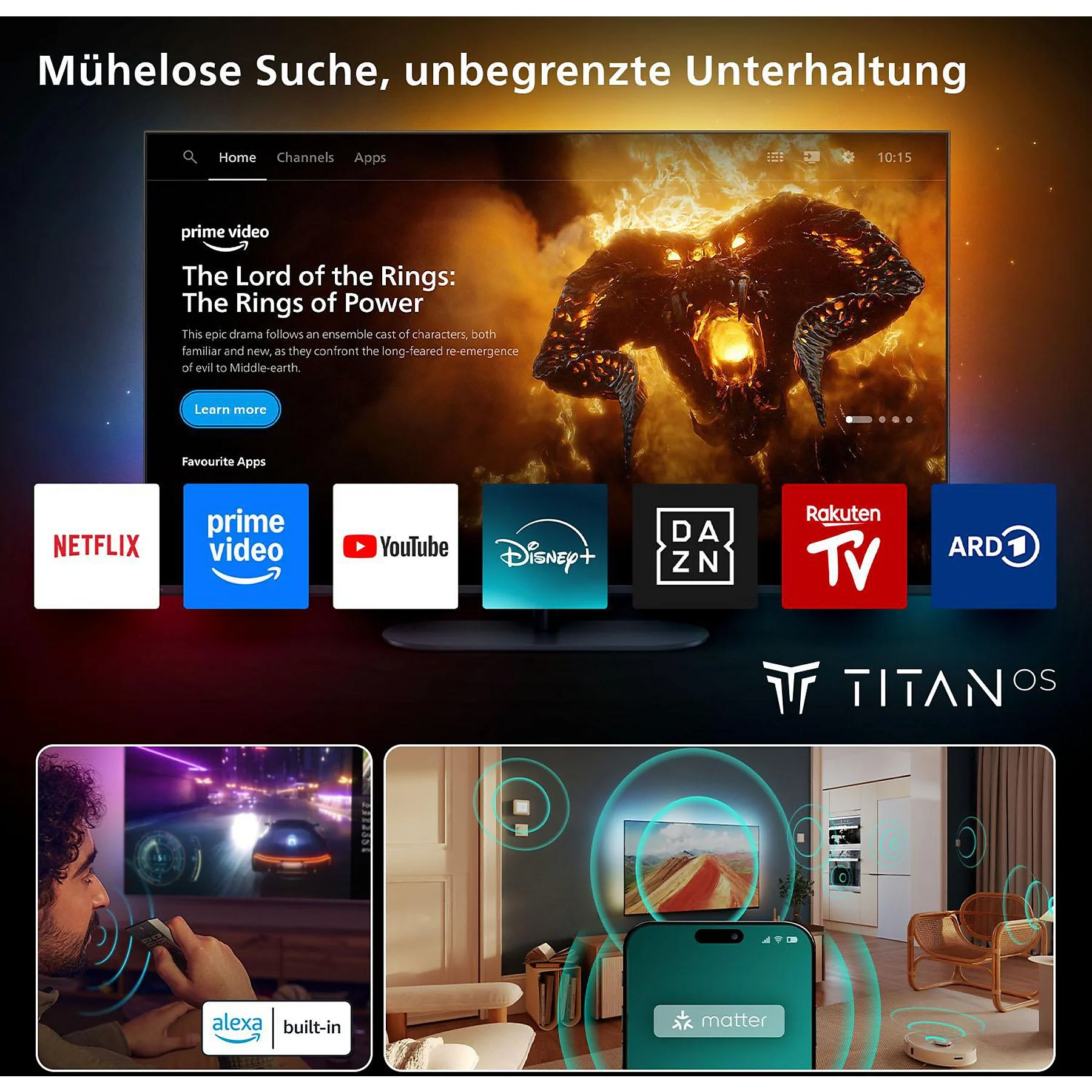 PHILIPS 55PUS8550/12 LED Ambilight TV (piatto, 55 Zoll / 139 cm, UHD 4K, SMART TV, Ambilight) - immagine 3